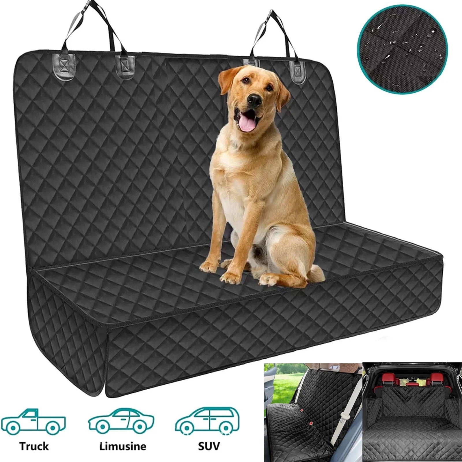 Pet Dog Car Seat Cover for Back Seat Car Seat Waterproof Protector, with Pet Dogs Seat Belts, High Heat Resistant Nonslip Back Seat Cover for Dogs Kids, Universal Size Fits Cars, Trucks, SUV