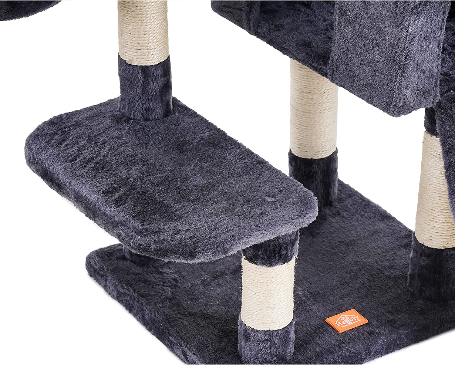 Cat Tree, Cat Tower for Indoor Cats with Scratching Board, Multi-Level Cat Furniture Condo with Feeding Bowl, Smoky Gray HCT010G