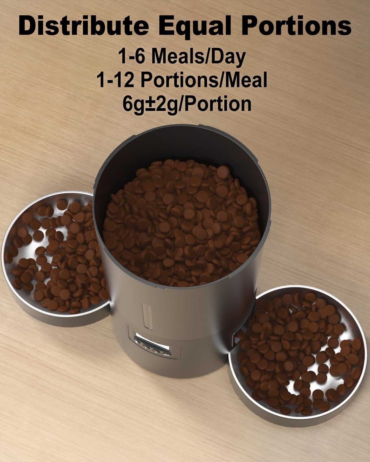 Automatic Dual Cats Feeder for 2 Cats,6 Meals/Day,12 Portions/Meal,