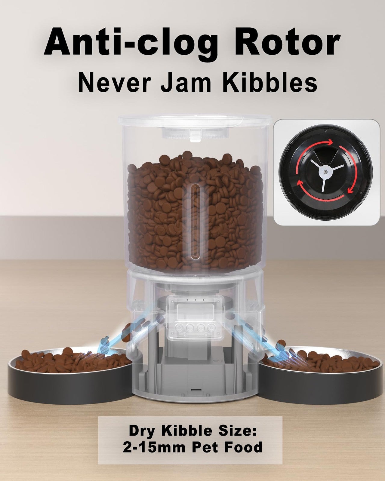 Automatic Dual Cats Feeder for 2 Cats,6 Meals/Day,12 Portions/Meal,