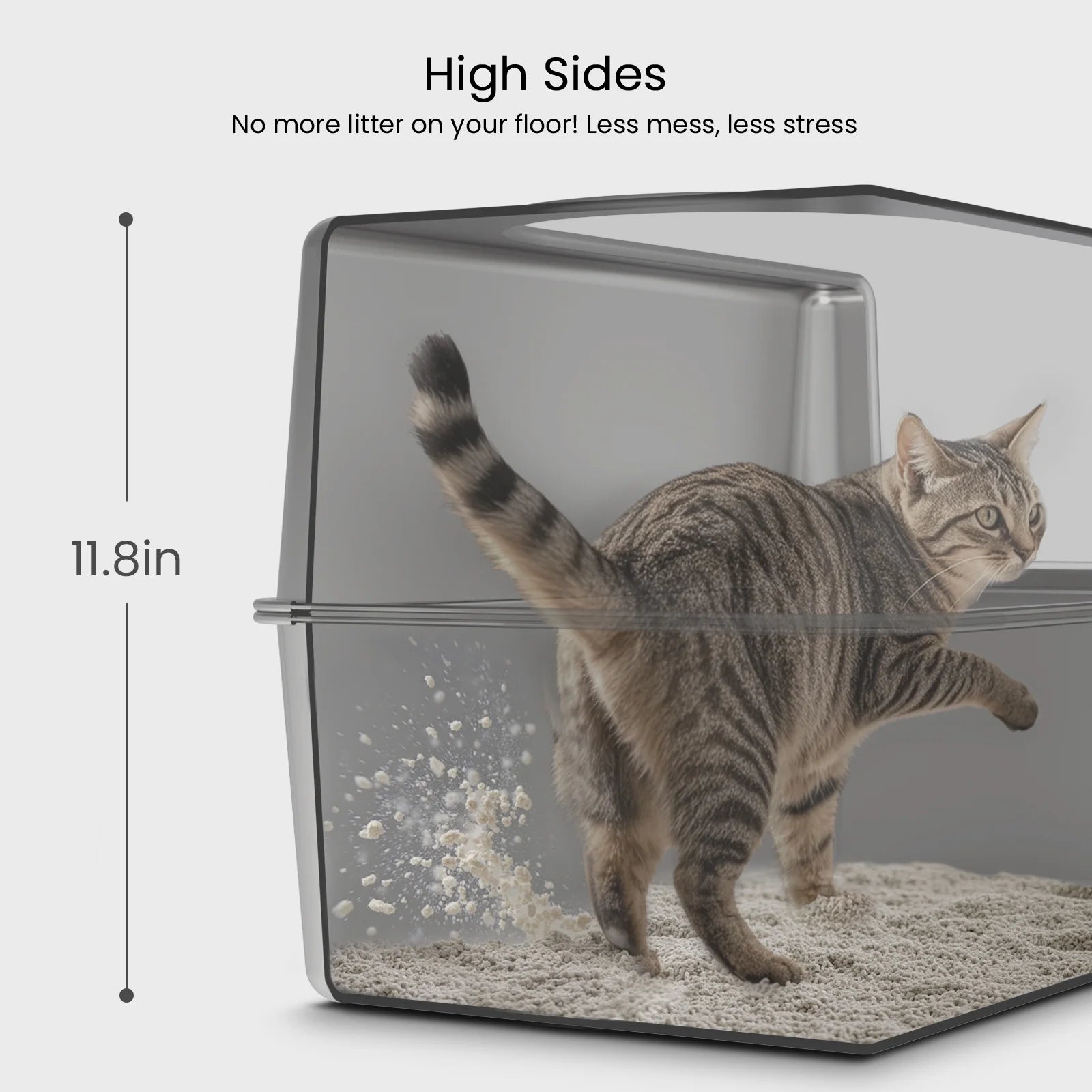 Stainless Steel Litter Box with Lid Large Cat Litter Box Metal Litter Pan 23.6" X 15.7" X 11.8"