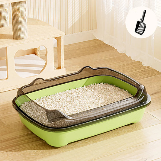 Kingfansion Daily Deals 2025 Large Cat Litter Box, Spillage Proof Pet Litter Tray with Scoop, High Sided Open Design for Kittens Adult Cats
