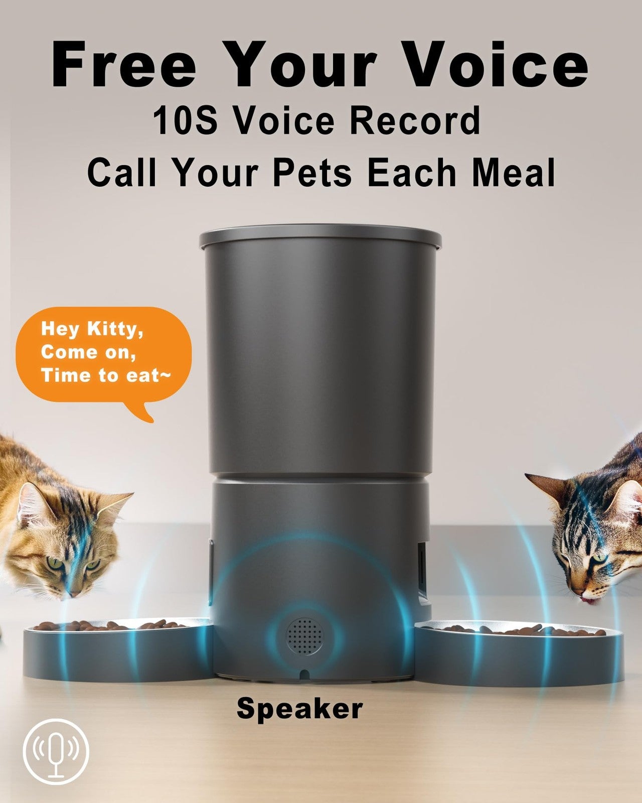 Automatic Dual Cats Feeder for 2 Cats,6 Meals/Day,12 Portions/Meal,