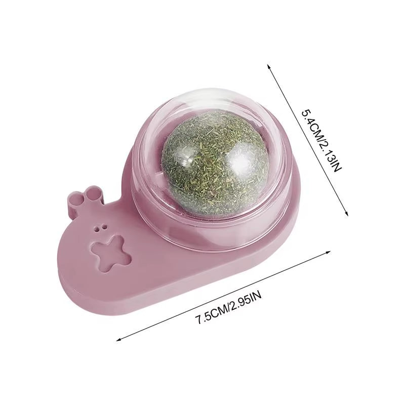 Catnip Ball Toy Edible Lick Balls for Indoor Cats Interactive Toy Rotatable Catnip Wall Treat for Cats Kittens Playing Chasing