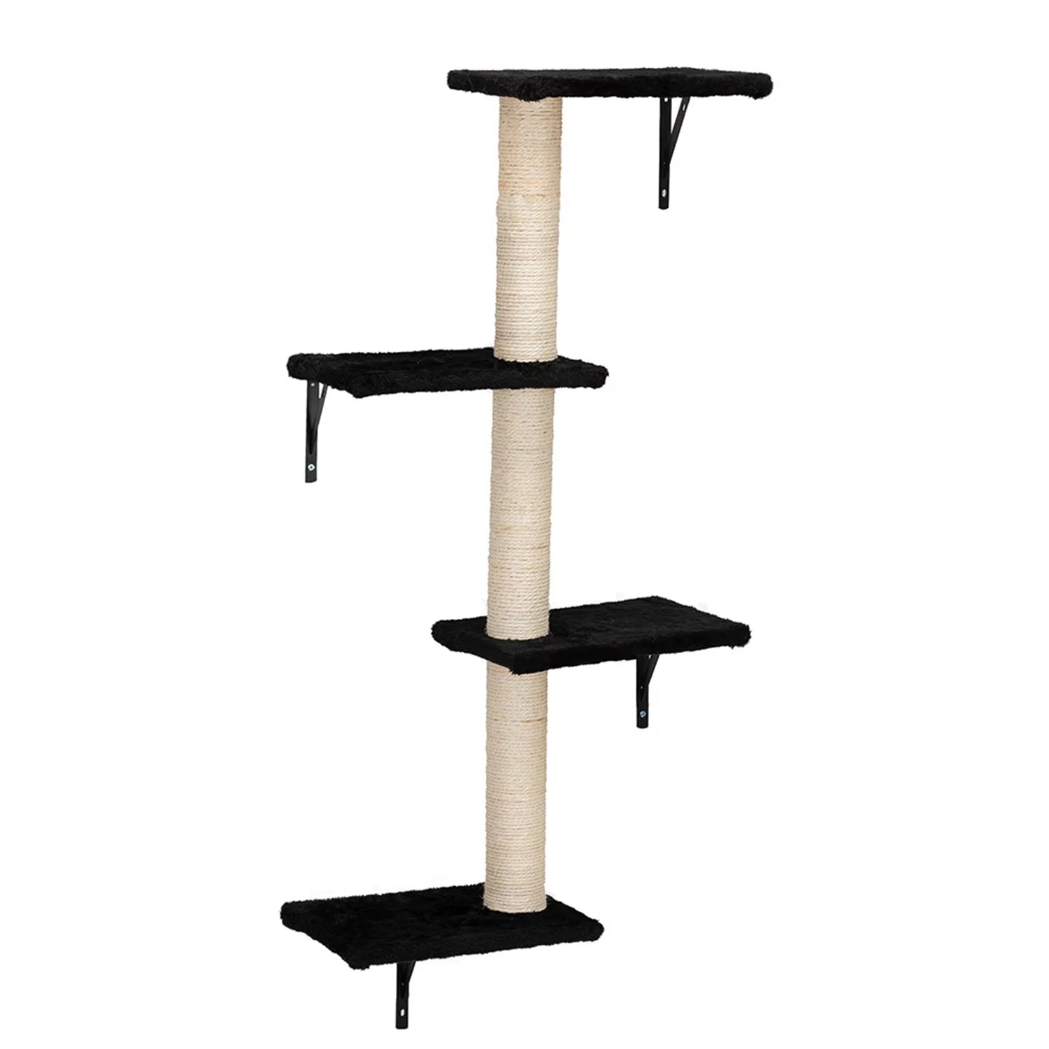 Cat Wall Shelves and Perches Set of 5, Sleeping Playing Lounging Climbing Cat Tree House for Multiple Cats, Black
