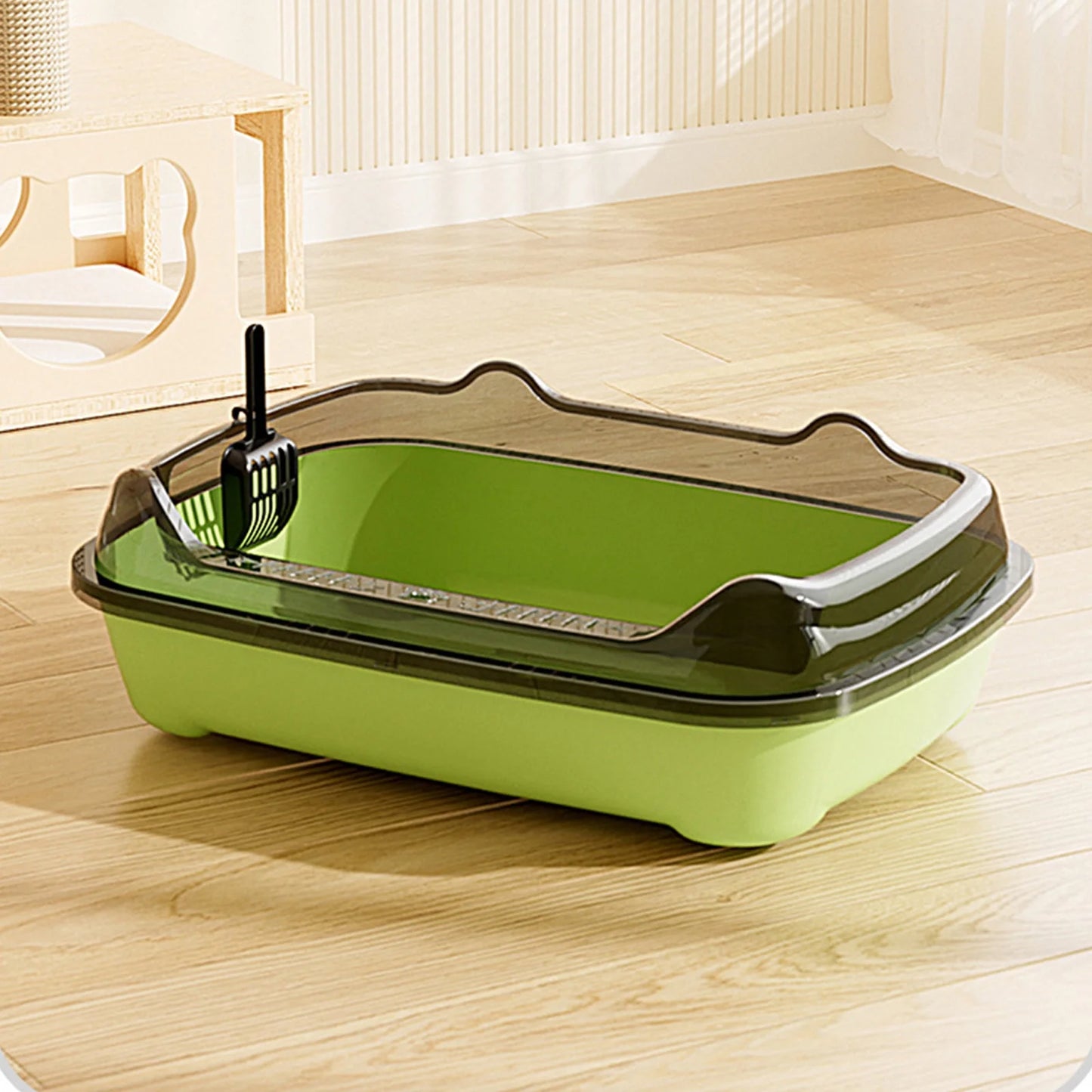 Kingfansion Daily Deals 2025 Large Cat Litter Box, Spillage Proof Pet Litter Tray with Scoop, High Sided Open Design for Kittens Adult Cats
