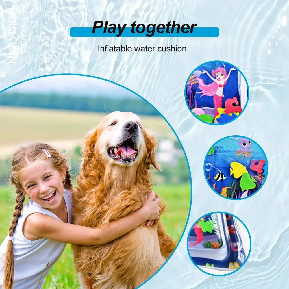 Cat Water Mat for Cats, Upgraded-Thicken Unbreakable Cat Splash Play Mat, Cat Water Play Mat for Indoor Cats, Interactive Cat Toys for Self Play